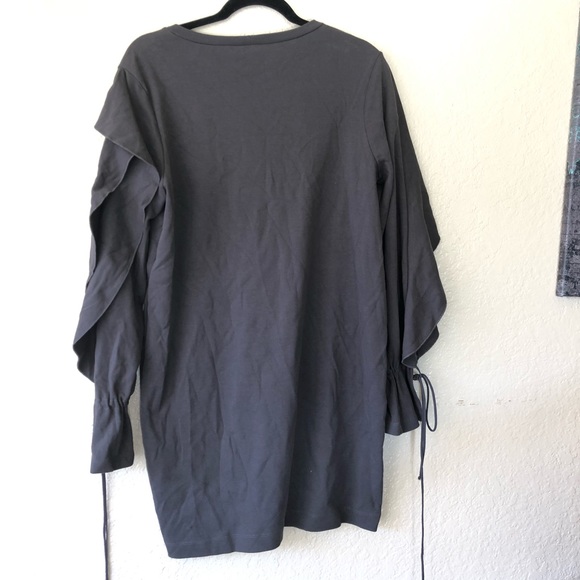 Zara Gray Ruffle Open Sleeve Sweater Dress oversiz - Picture 4 of 4